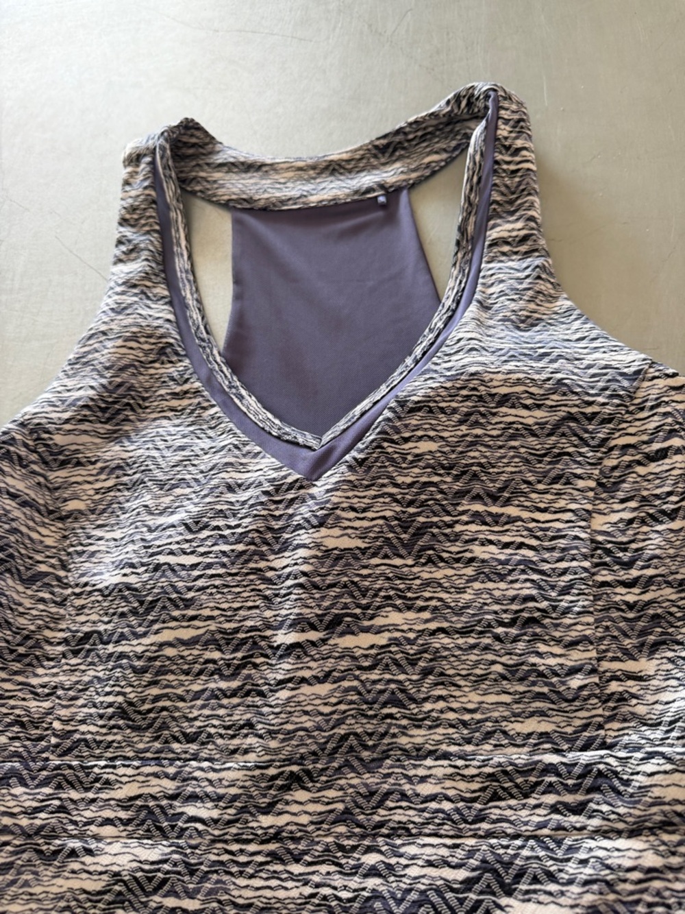 MPG Gray and White Patterned Racerback Tank